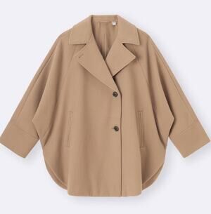 GU COZY MELTON Cape Coat in 34 Brown (Camel)